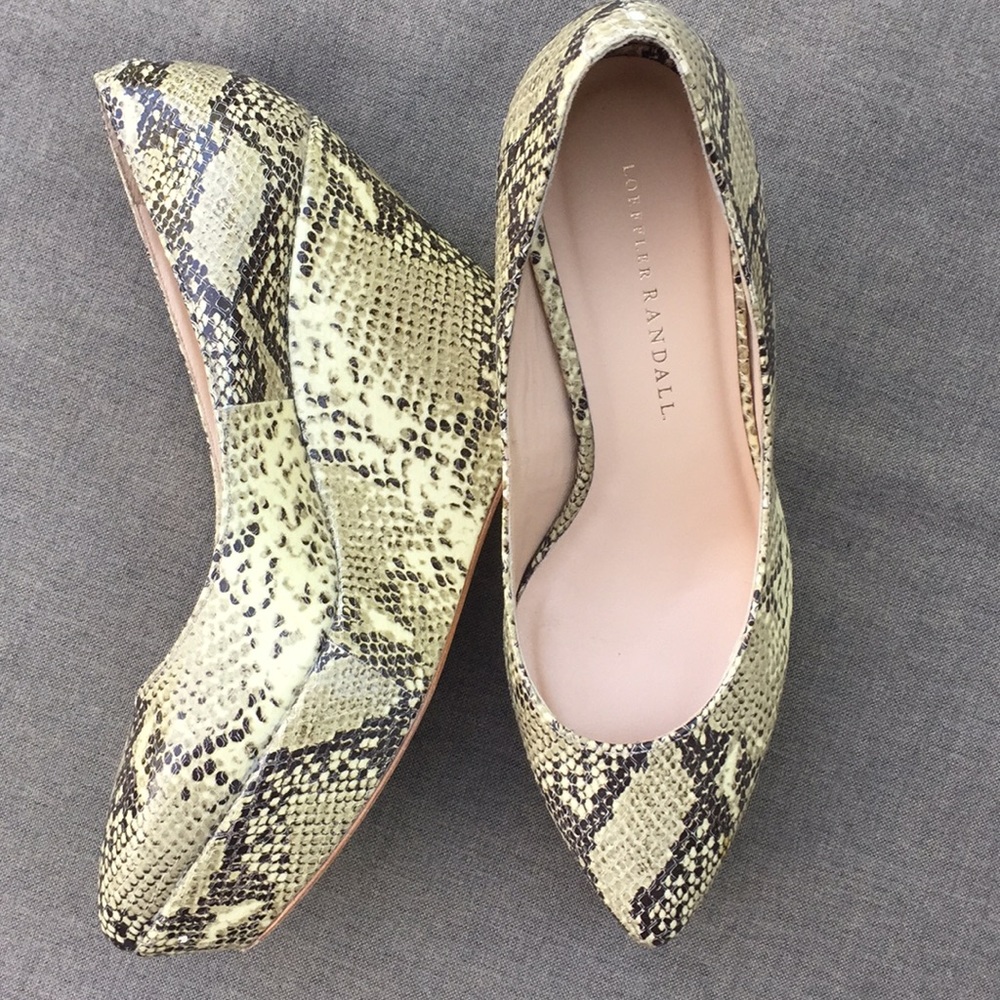 Loeffler Randall Closed Toe Python Platform Wedge - image 1